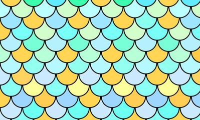 Scale Fish unicorn vivid background. Pattern skin fish. Scaled dragon underwater sea texture. Shape print snake. Fish scale element. © Tanita