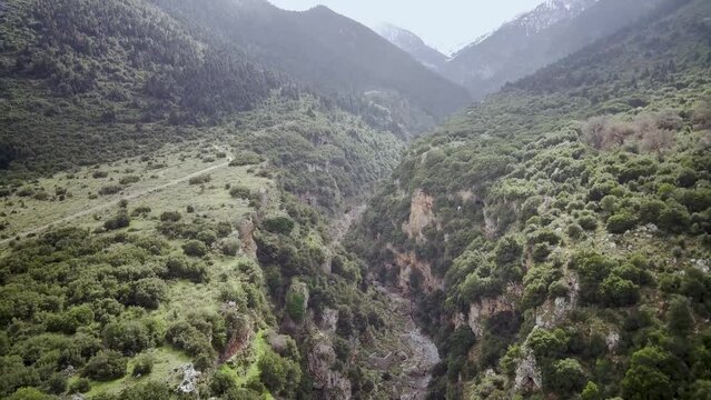 Aerial footage of Velitsa Gorge near Tithorea village in Amfikleia-Elateia municipality, Greece