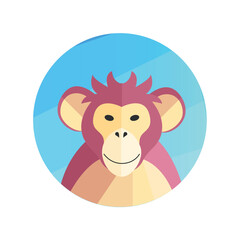 Animal avatar in cartoon design. This image showcases a charming avatar of an monkey, expertly designed with a delightful and endearing cartoon design. Vector illustration.