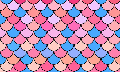 Scale Fish unicorn vivid background. Pattern skin fish. Scaled dragon underwater sea texture. Shape print snake. Fish scale element. © Tanita