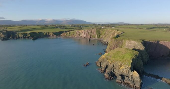 Drone landscape Copper Coast and Comeragh Mountain range Waterford Ireland