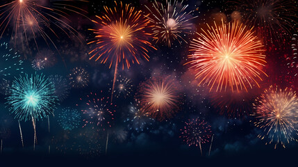 Beautiful fireworks background at night for holiday decoration