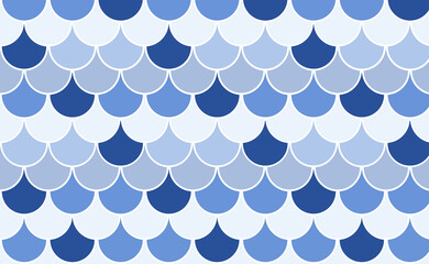 Scale Fish blue background. Pattern skin fish. Scaled dragon underwater sea texture. Shape print snake. Fish scale element. © Tanita