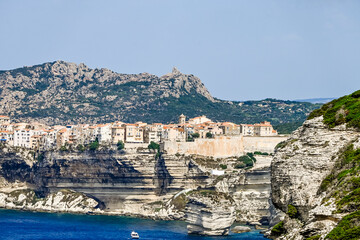 Bonifacio, Kalkfelsen, Insel, Korsika, Mittelmeer, Küste, Festung, Zitadelle, Altstadt, Kirche,...