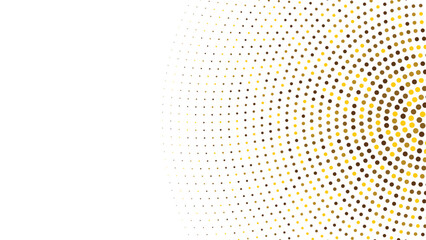 Abstract gold dotted background with radial halftone dots decoration. Vector illustration.