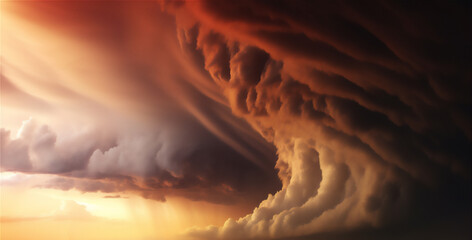 sunset over the desert with dramatic storm clouds