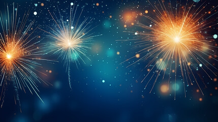 Fototapeta premium Beautiful fireworks background at night for holiday decoration