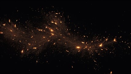 Abstract dark glitter fire particles lights. Fire embers particles over black background