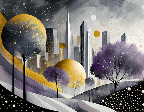 Abstrakcyjny surrealistyczny obraz, kubizm dadaizm, dekoracja ścienna generative ai