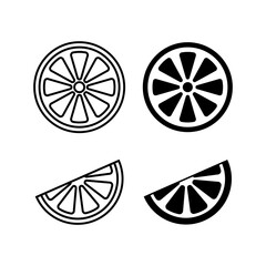 Set of  lemon or orange. Simple icon on white background