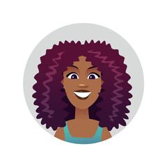 Avatar of black people. The avatar of the African American woman is ideal for projects highlighting diversity on the white background. Vector illustration.