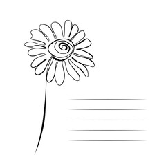 One continuous line drawing. Printable decorative poster common daisy flower chamomile