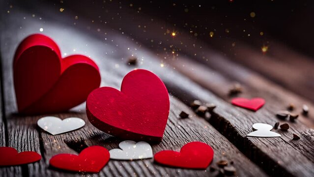 valentines day hearts motion background, wallpaper copyspace, love and passion 14 February and anniversary background