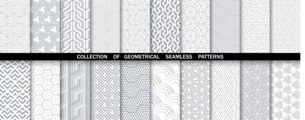 Schilderijen op glas Geometric set of seamless gray and white patterns. Simple vector graphics. © ELENA