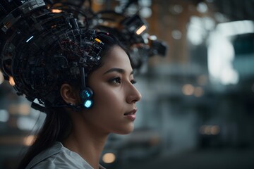 Explore the intricate connections between the human brain and artificial intelligence through a visually stunning representation.

 - obrazy, fototapety, plakaty