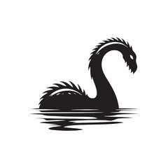 Silhouetted Secrets: Loch Ness Monster Silhouette Set Whispering Tales of Cryptic Creatures - Loch Ness Monster Illustration - Sea Monster Vector
