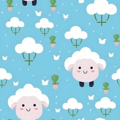 seamless background with sheep