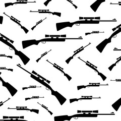 Hunting rifle Seamless pattern isolated on white background - obrazy, fototapety, plakaty
