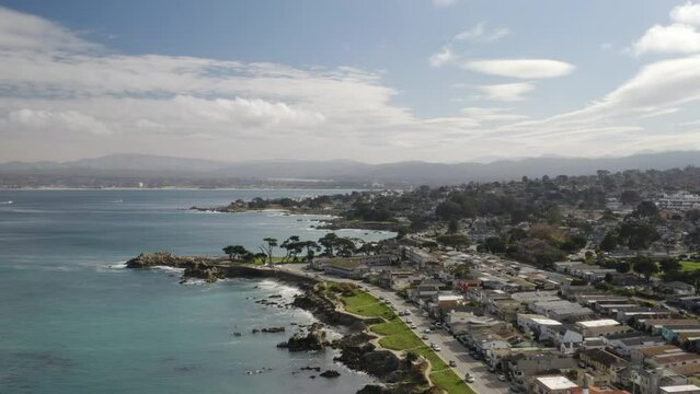 4K cinematic flight over Monterey Bay and Pacific Grove California.