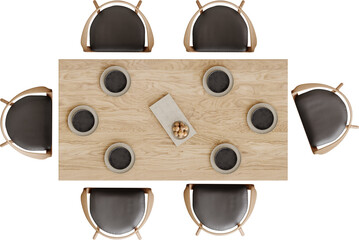 Top view isolated png dining table , architecture plans layout - obrazy, fototapety, plakaty