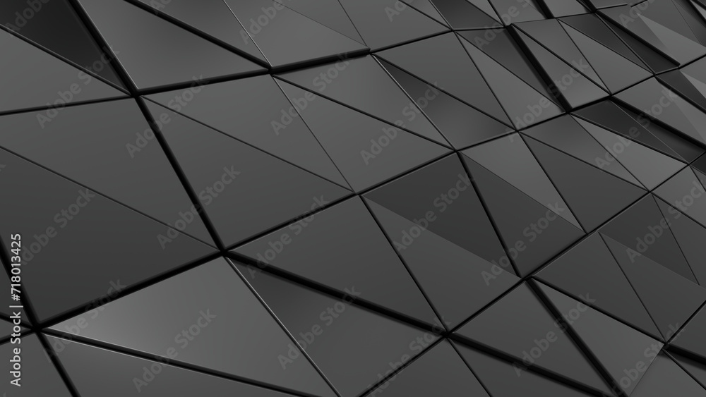 Poster 3d abstract black triangle background. 3d rendering