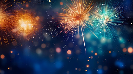 Fototapeta premium Fireworks background for celebration, holiday celebration concept