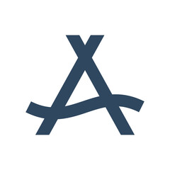 Fototapeta premium Tipi or teepee with water wave line symbol forming letter A simple icon great for t-shirt or framed print