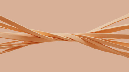 Abstract peach cloth braid line background. 3d rendering