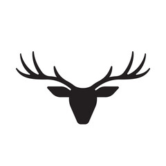 Simple silhouette of deer head with antler black and white symmetrical design