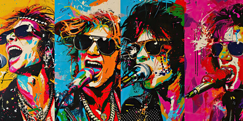 Glamorous Glam Rock Gallery: A Fusion of Retro and Modern Vibes, Showcasing Glam Rock-era Art and 80s Music Memorabilia, Offering a Nostalgic Yet Contemporary Tribute to the Iconic 80s Music Culture