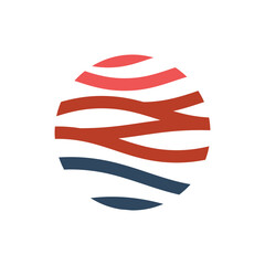 Fototapeta na wymiar Round icon red and blue water waves simple logo can be used for any company from travel to finance to retails industry also great for t-shirt or framed print