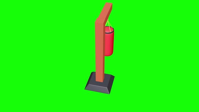 Punching bag for training boxing power punch. 4K FullHD and HD render footage animation