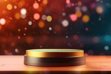 Podium with background soft bokeh, podium for product presentation, geometric shape for product display presentation, stage showcase, promotion display.