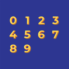 3D Numbers Gold Color