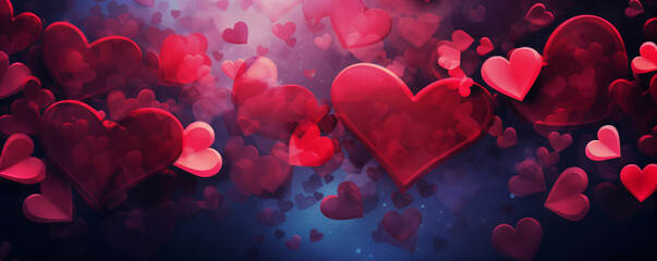 Valentines day background with hearts bokeh