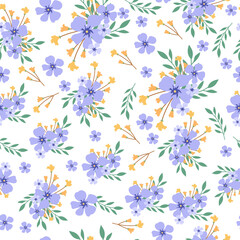 Fototapeta na wymiar seamless flowers pattern. Delicate petals and vibrant blossoms create an artistic and vintage botanical illustration. Perfect for wallpaper, fabric, wrapping paper and more.
