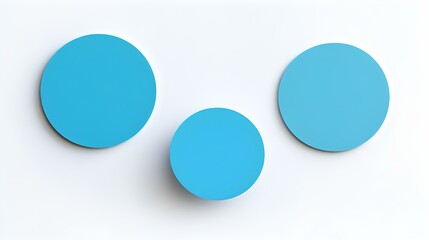 Set of blue round Paper Notes on a white Background. Brainstorming Template with Copy Space