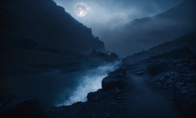 full moon over the sea