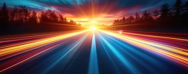 Foto auf Acrylglas Acceleration on a night road © piai