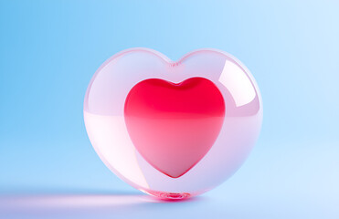 Crystal heart on blue background