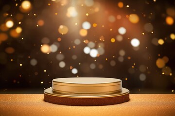 Podium with background soft bokeh, podium for product presentation, geometric shape for product display presentation, stage showcase, promotion display.
