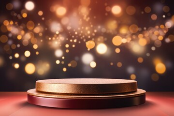 Podium with background soft bokeh, podium for product presentation, geometric shape for product display presentation, stage showcase, promotion display.