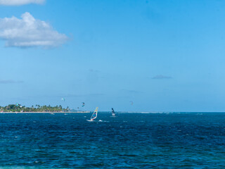 Kiteboarding in Guadeloupe in the caribbean sea