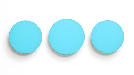Set of cyan round Paper Notes on a white Background. Brainstorming Template with Copy Space