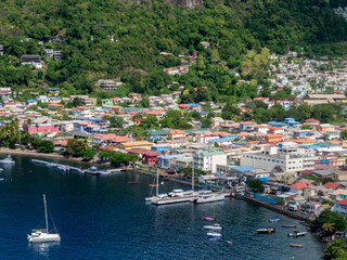 view of the port of Soufriere, St Lucia