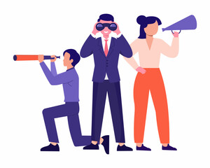 looking for new job or career opportunities HR look through binoculars to find best candidate for vacancy.