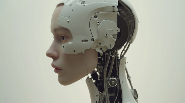 3d rendered illustration of a person robot with a woman's face