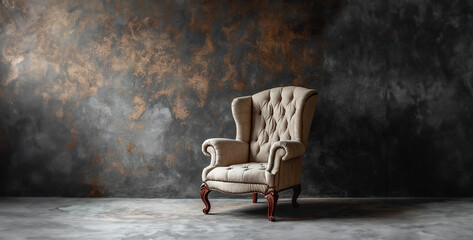 Fototapeta na wymiar Luxury vintage armchair in front of a grunge wall