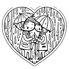 love in the rain, black and white svg,169