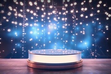 Podium with background soft bokeh, podium for product presentation, geometric shape for product display presentation, stage showcase, promotion display.